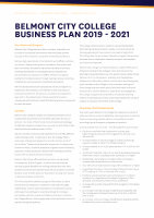Page 2: BUSINESS PLAN - Belmont City College · In each year of the Business Plan, student attainment (achievement of an ATAR score of 55+ and/or a AQF Certificate or higher) will be maintained